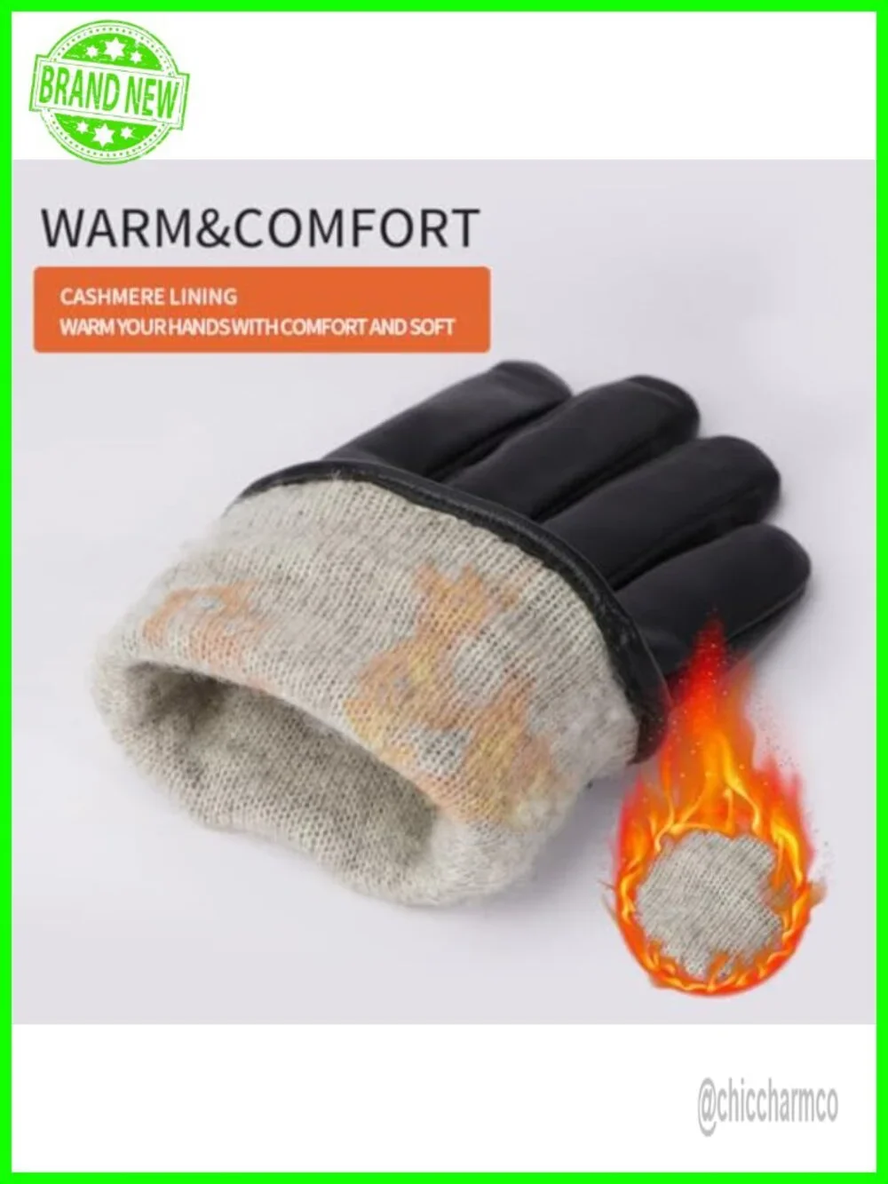 Genuine Leather Gloves Cashmere Lined Touchscreen Driving Gloves